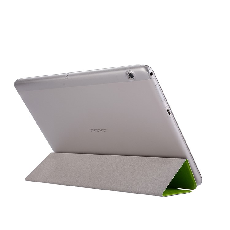 Silk Grain Tri-fold Leather Flip Cover for Huawei MediaPad T3 10 - Green-4