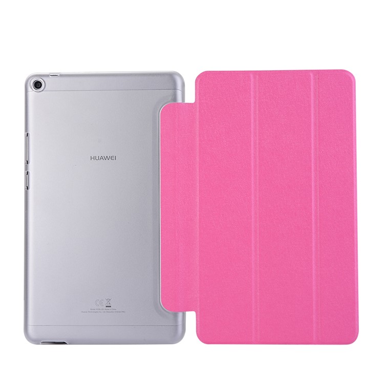 Silk Texture Tri-fold Stand Leather Cover for Huawei MediaPad T3 8.0 - Rose-3