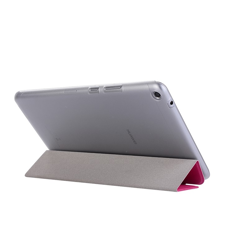 Silk Texture Tri-fold Stand Leather Cover for Huawei MediaPad T3 8.0 - Rose-4