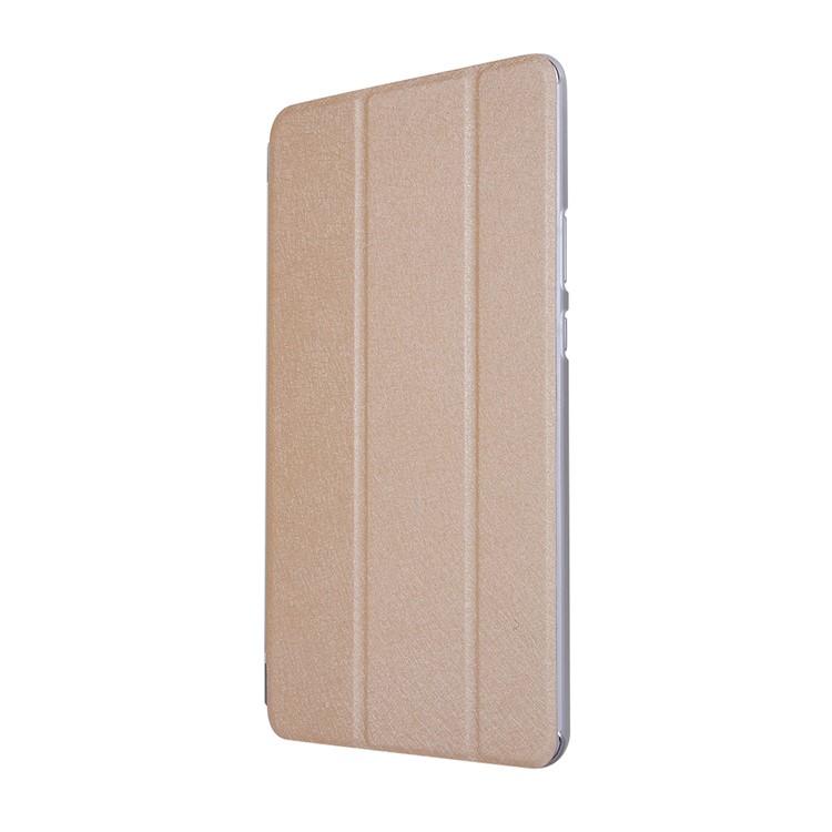 Silk Texture Tri-fold Stand Leather Shell for Huawei MediaPad T3 8.0 - Gold-2