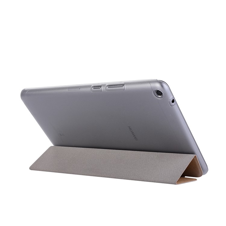 Silk Texture Tri-fold Stand Leather Shell for Huawei MediaPad T3 8.0 - Gold-4