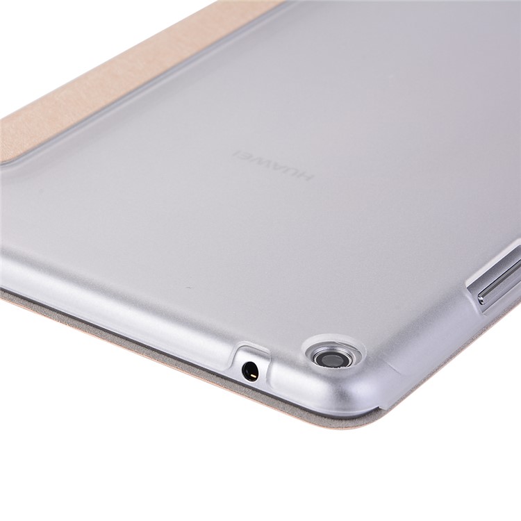 Silk Texture Tri-fold Stand Leather Shell for Huawei MediaPad T3 8.0 - Gold-9