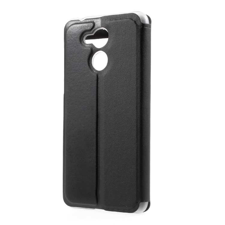 Folding Stand View Window Leather Phone Case for Huawei Honor 6A - Black-2