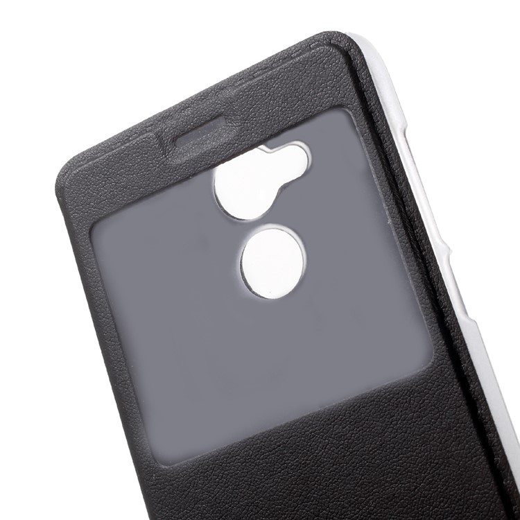 Folding Stand View Window Leather Phone Case for Huawei Honor 6A - Black-5