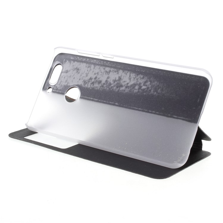 Hollow Window Leather Stand Case for Huawei Nova 2 Plus - Black-4