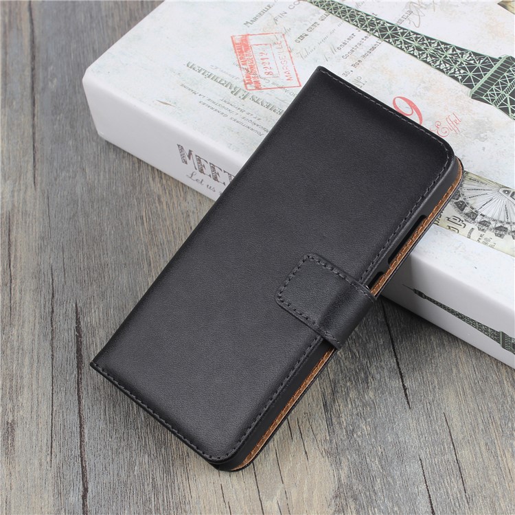 Genuine Split Leather Wallet Stand Phone Case for Huawei P10 Lite - Black-11
