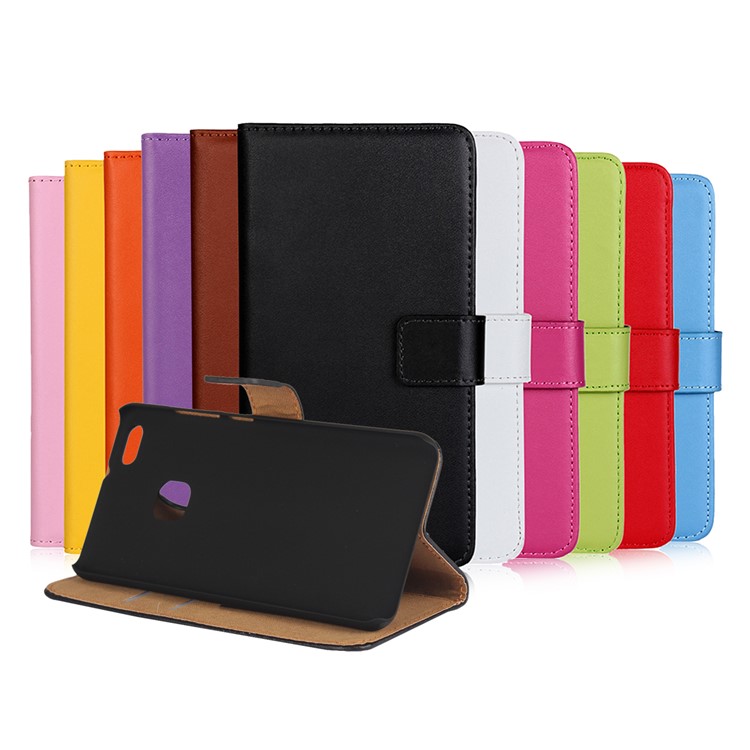 Genuine Split Leather Wallet Stand Phone Case for Huawei P10 Lite - Black-13