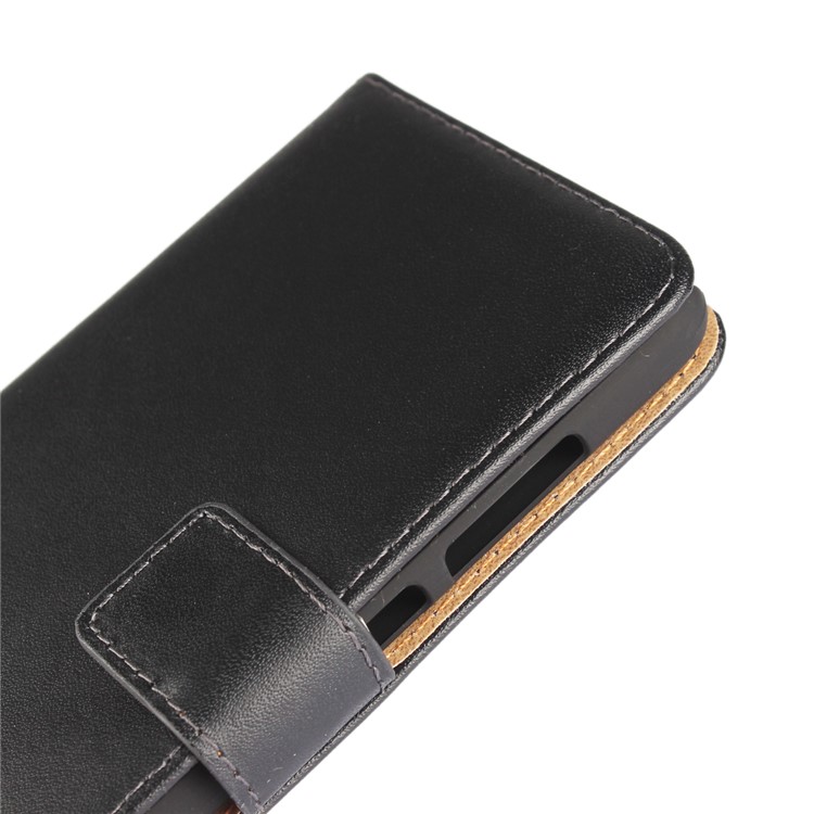 Genuine Split Leather Wallet Stand Phone Case for Huawei P10 Lite - Black-5