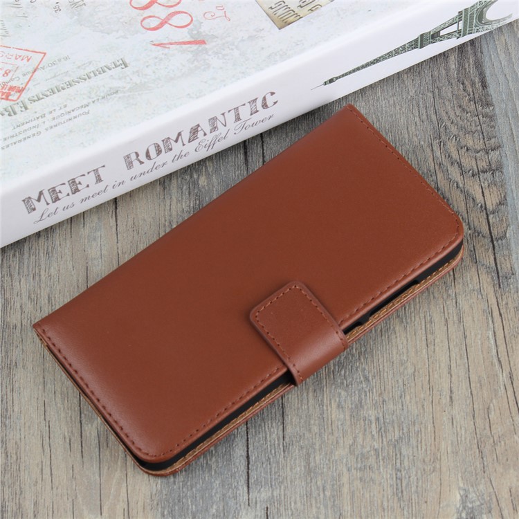 Genuine Split Leather Wallet Protection Mobile Casing para Huawei P10 Lite - Castanho-5