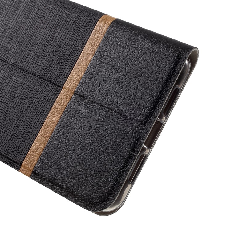 Cross Pattern Bi-color Card Slot Leather Case for Huawei Honor 6c - Black-8