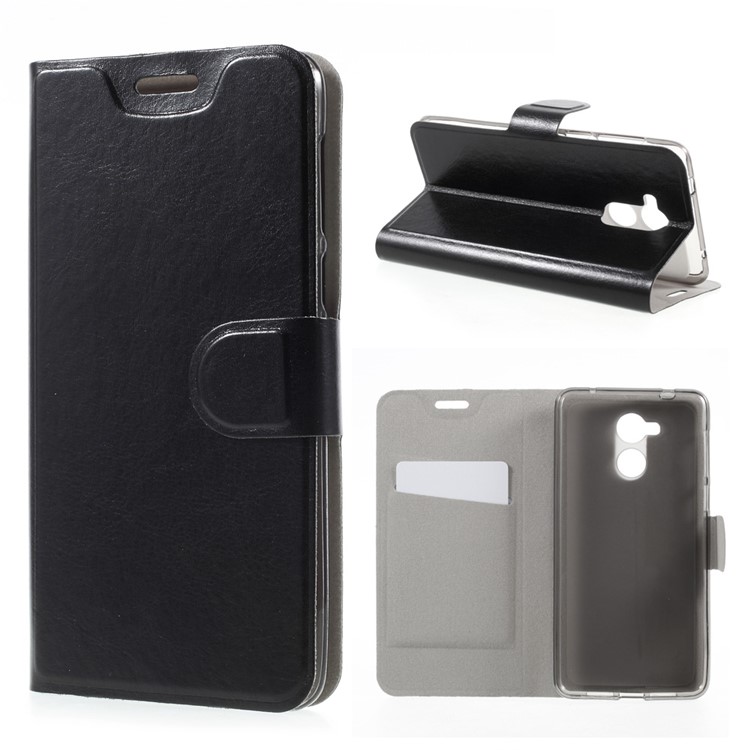 Crazy Horse Card Slot Stand Leather Case for Huawei Honor 6C - Black-1