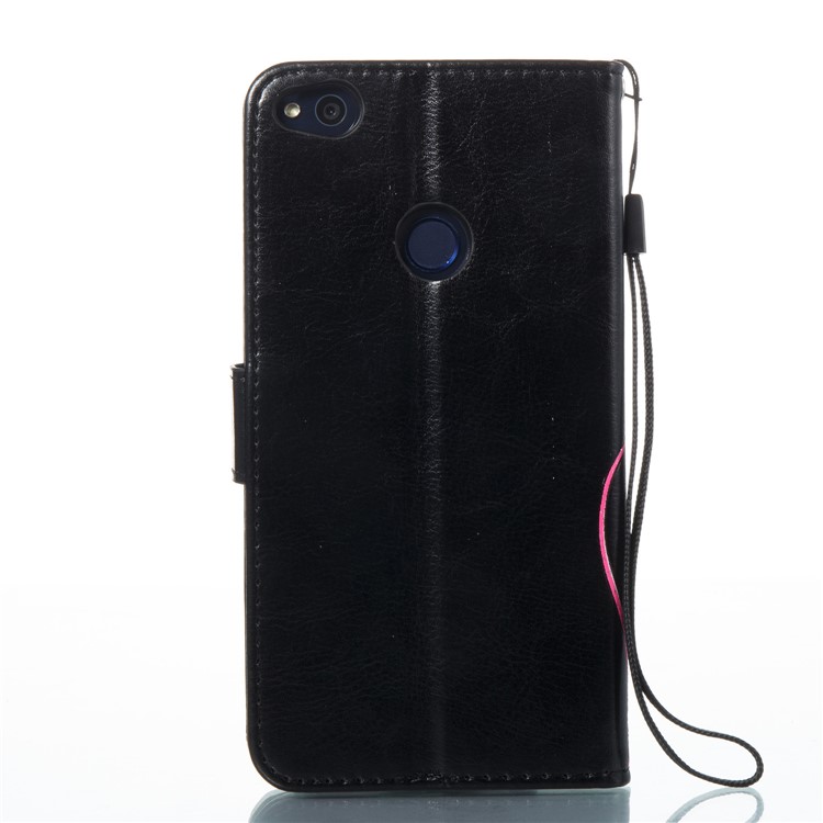 Imprint Colored Butterfly and Flower Wallet Stand Leather Case for Huawei P8 Lite - Black-8