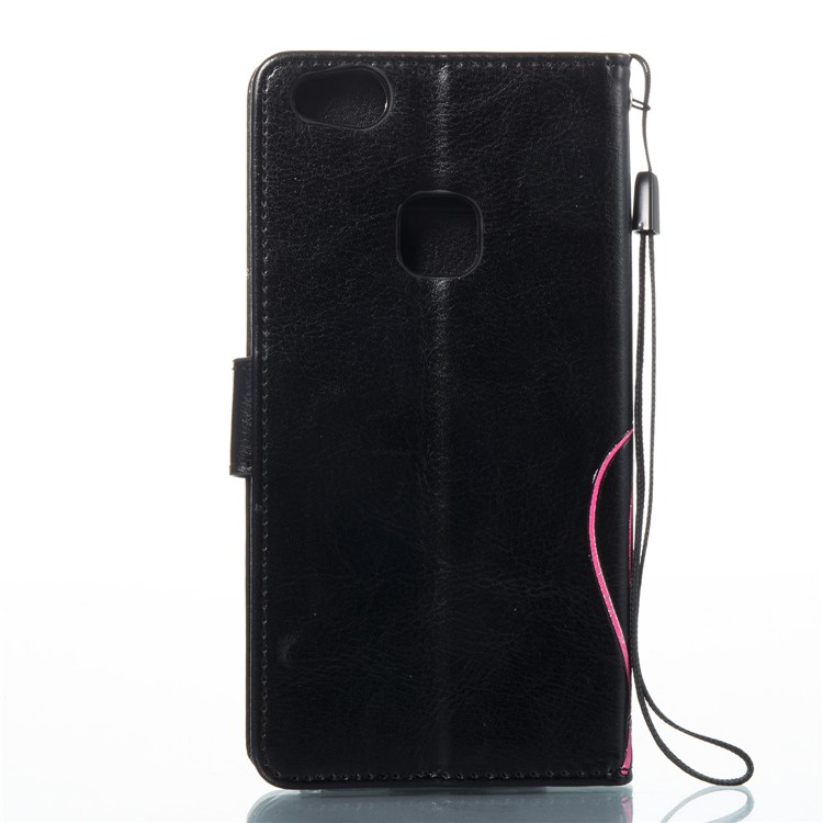 For Huawei P10 Lite Imprint Colored Butterfly and Flower Leather Cover Case - Black-8