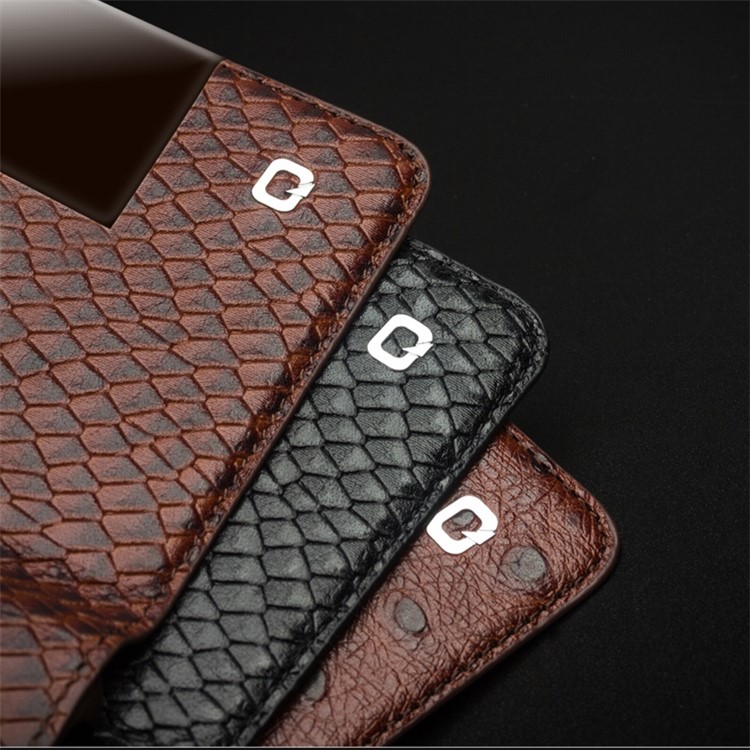 QIALINO Dragon Scale Texture View Window Cowhide Leather Phone Cover for Huawei P10 Plus - Black-15