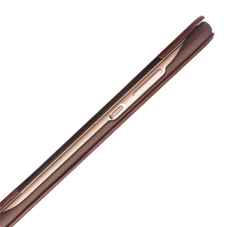 QIALINO Gird Pattern Smart View Window Genuine Leather Case for Huawei P10 - Brown-3