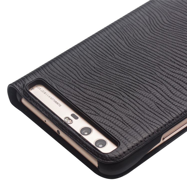 QIALINO View Window Smart Lizard Skin Leather Shell for Huawei P10 Plus - Black-4
