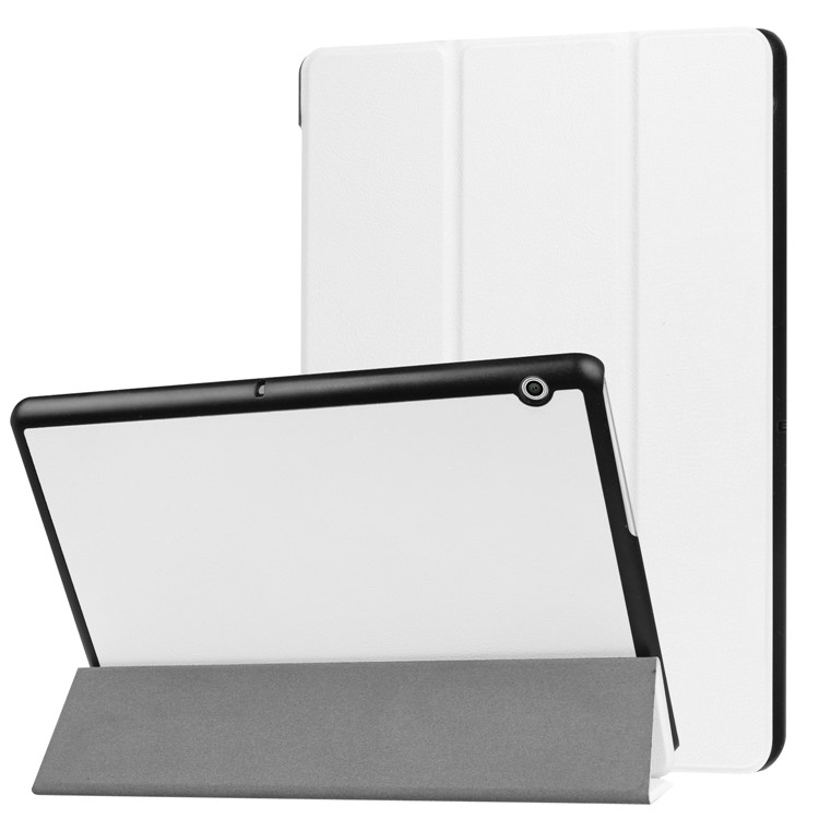 Per Huawei MediaPad T3 10 Custodia in Pelle Leather Leather Tri-fold - Bianco-1