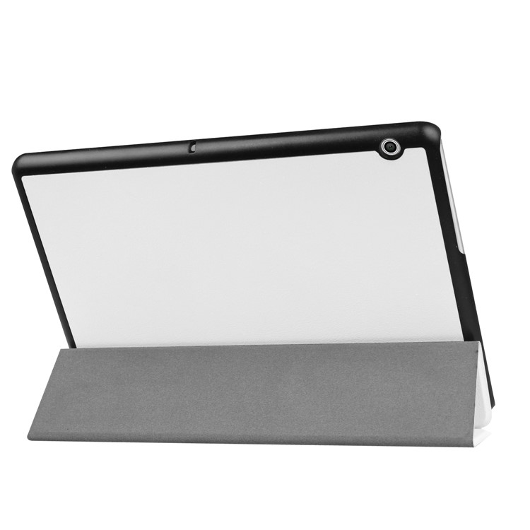 Per Huawei MediaPad T3 10 Custodia in Pelle Leather Leather Tri-fold - Bianco-5