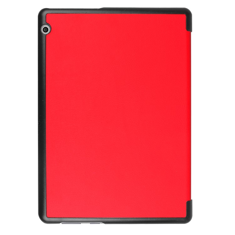 Tri-Fach Stand PU Ledertasche für Huawei MediaPad T3 10 - Rot-3