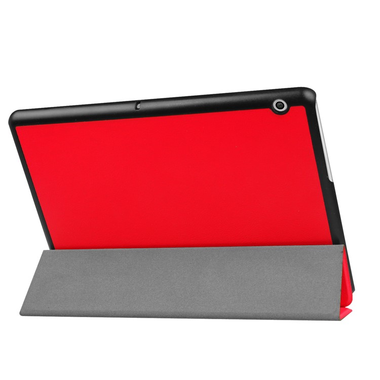 Tri-Fach Stand PU Ledertasche für Huawei MediaPad T3 10 - Rot-5