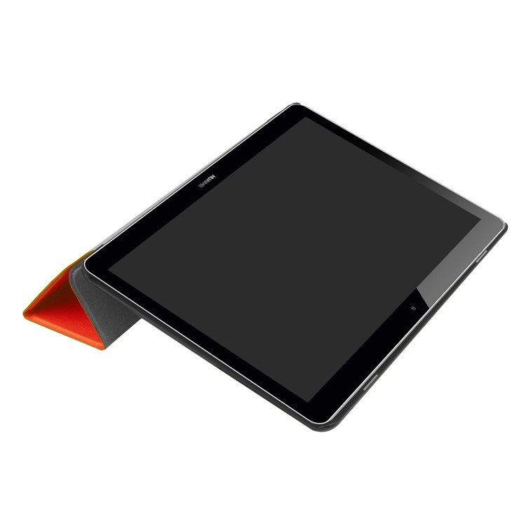 tri-Pieghevole Copertura di vibrazione in pelle in PU per stand per Huawei MediaPad T3 10 - arancia-4