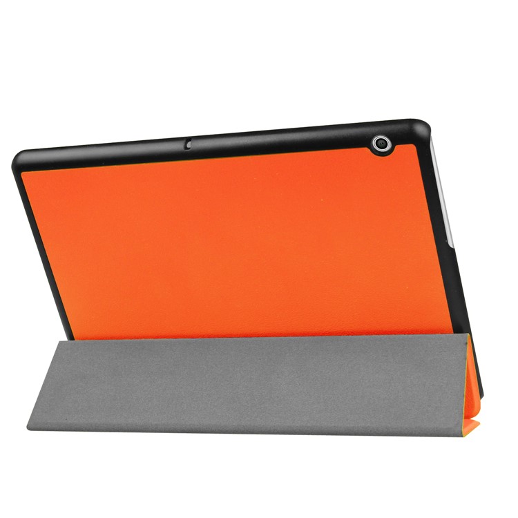 tri-Pieghevole Copertura di vibrazione in pelle in PU per stand per Huawei MediaPad T3 10 - arancia-5
