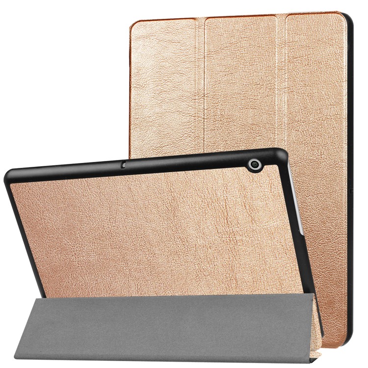 Custodia in pelle Tri-fold con supporto per Huawei MediaPad T3 10 - Oro-1