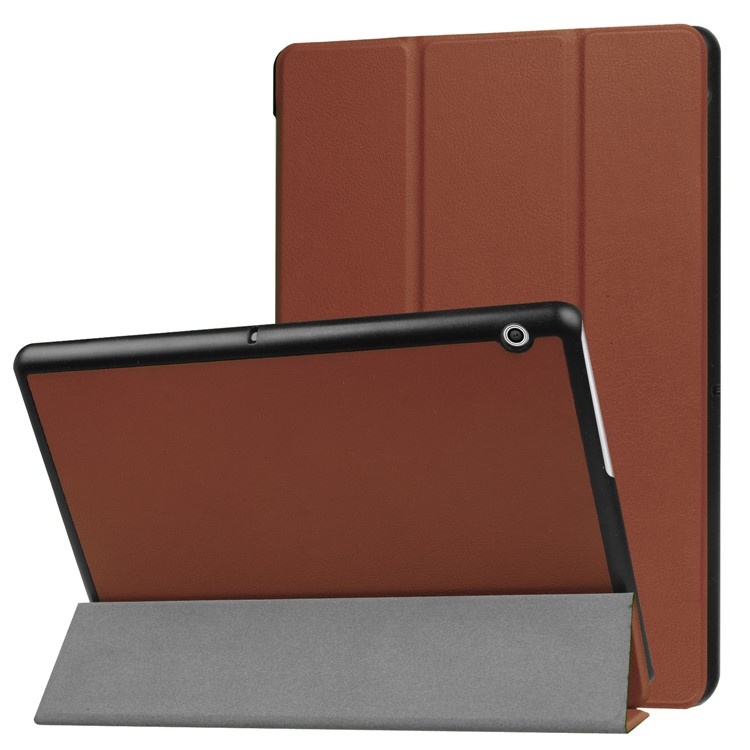 PU-Leder Tri-Fold Stand Tablet-Hülle Für Huawei Mediapad T3 10 - Braun-1