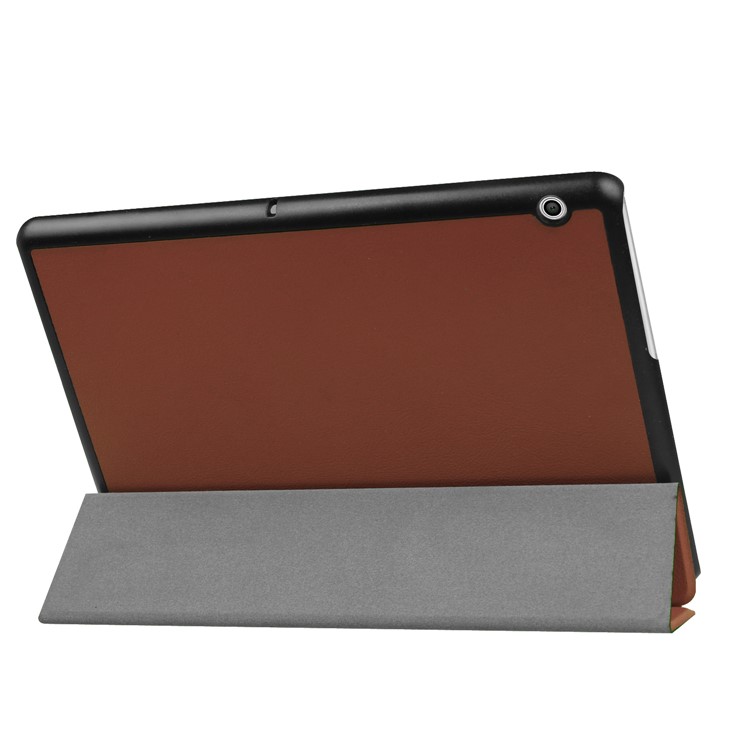 PU-Leder Tri-Fold Stand Tablet-Hülle Für Huawei Mediapad T3 10 - Braun-5