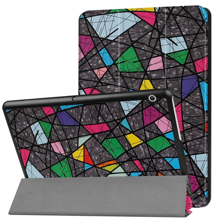 Patterned Anti-scratch PU Leather Protective Stand Cover for Huawei MediaPad T3 10 - Colorful Pattern-1