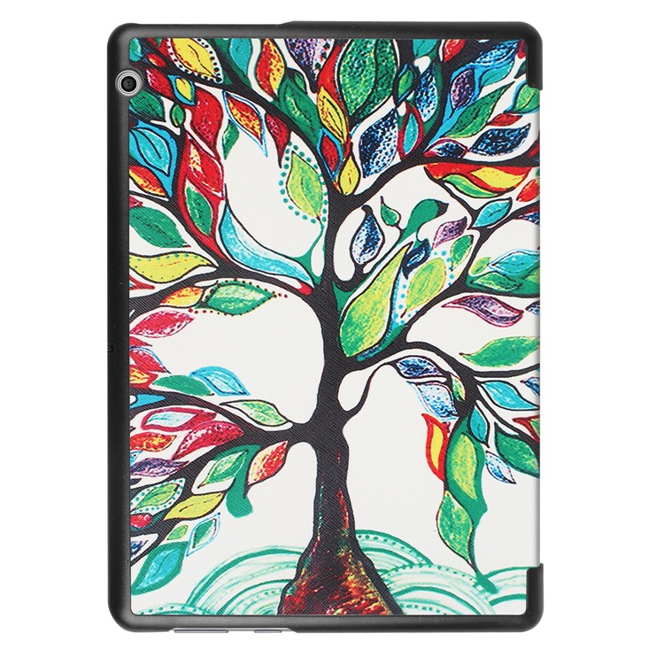 Patterned Anti-scratch PU Leather Protective Stand Case for Huawei MediaPad T3 10 - Tree with Colorful Leaves-3