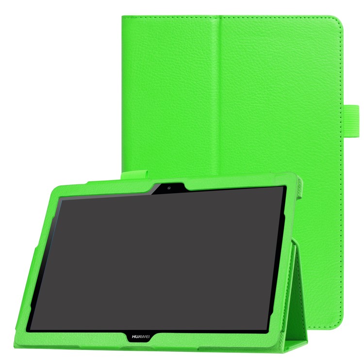 Litchi Skin Leather Protective Cover for Huawei MediaPad T3 10 with Stand - Green-1