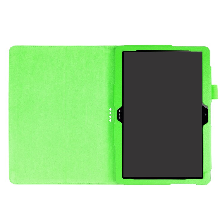 Litchi Skin Leather Protective Cover for Huawei MediaPad T3 10 with Stand - Green-2