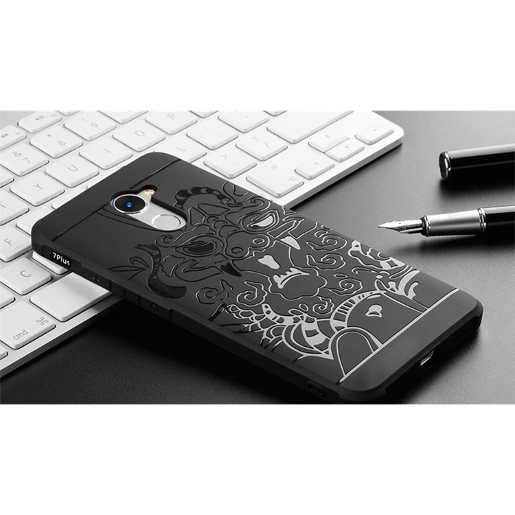 All-wrapped Drop-proof TPU Phone Shell Case for Huawei Enjoy 7 Plus - Dragon / Black-3