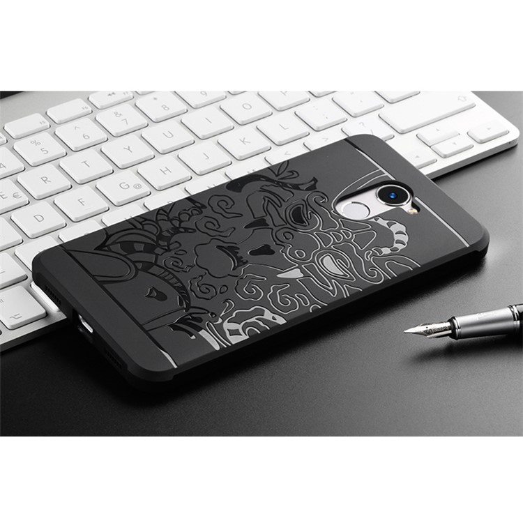 All-wrapped Drop-proof TPU Phone Shell Case for Huawei Enjoy 7 Plus - Dragon / Black-4