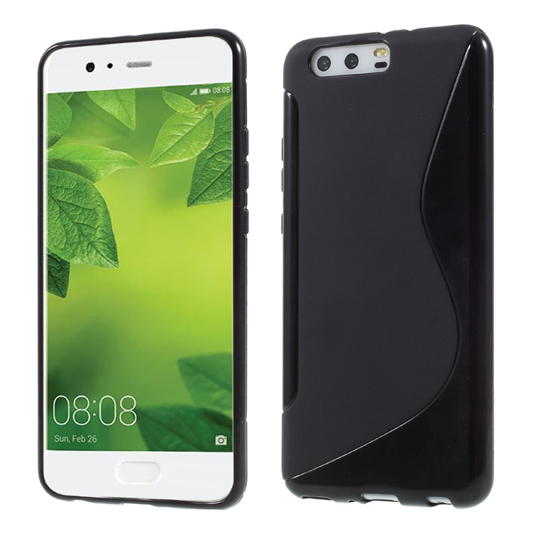 S Shape Soft TPU Mobile Phone Case for Huawei P10 Plus - Black-1