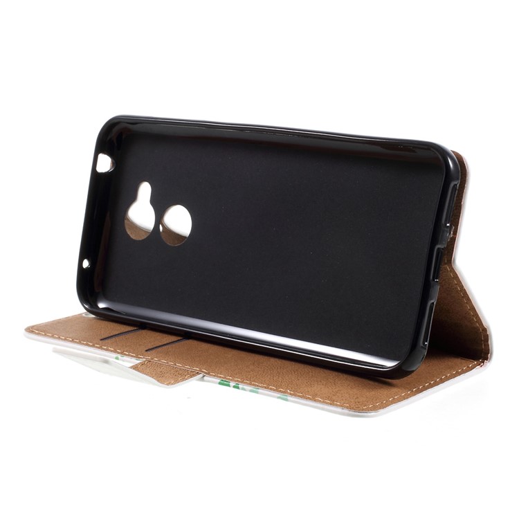 Patterned Wallet Stand Leather Mobile Phone Case for Huawei Honor 6A - Green Flowers Tree Birdcage-4