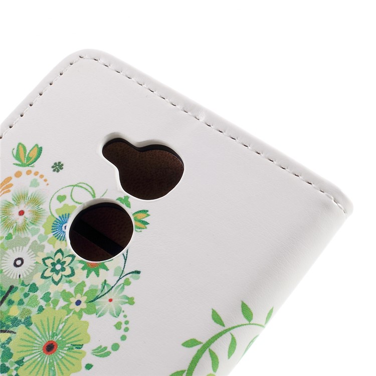 Patterned Wallet Stand Leather Mobile Phone Case for Huawei Honor 6A - Green Flowers Tree Birdcage-8