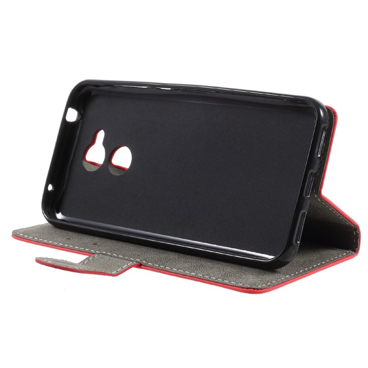 PU Leather Cover Wallet Stand Case for Huawei Honor 6A - Red-3