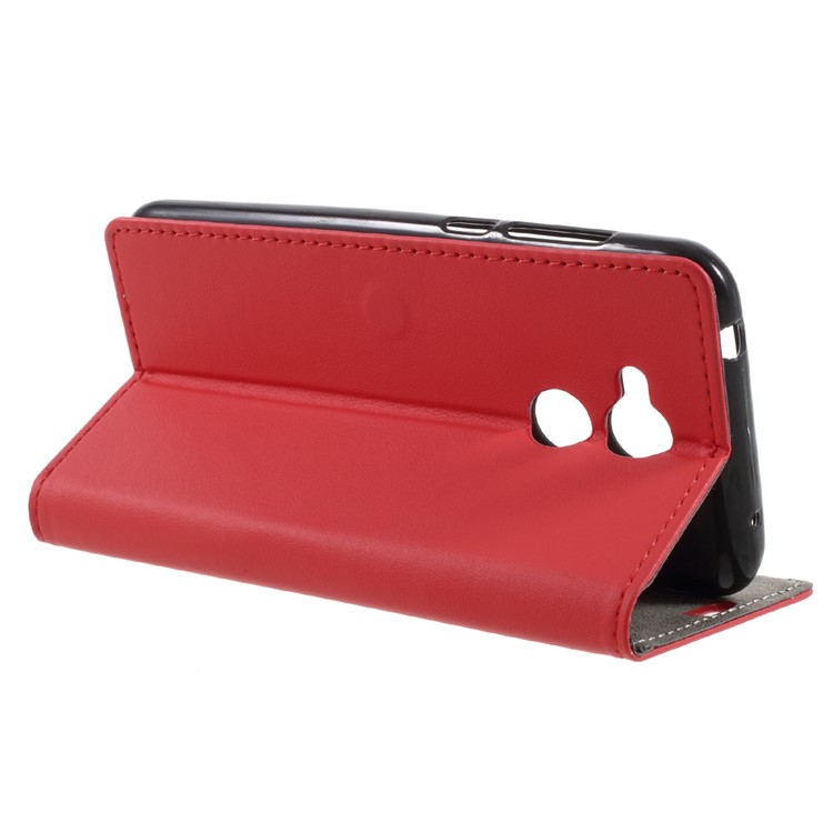 PU Leather Cover Wallet Stand Case for Huawei Honor 6A - Red-4