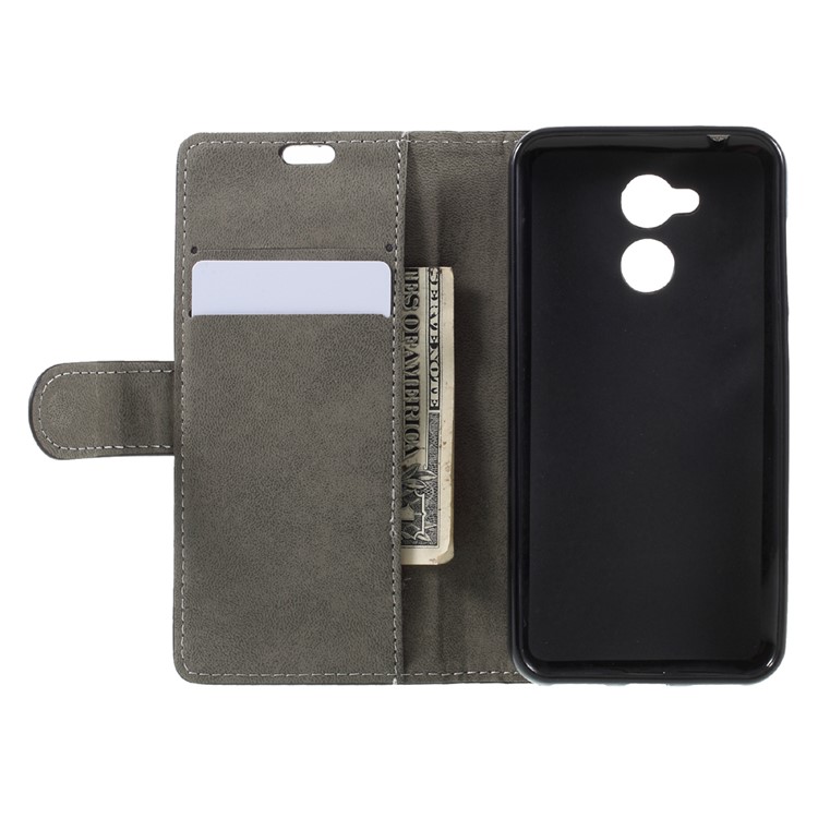 PU Leather Cover Wallet Stand Case for Huawei Honor 6A - Red-5
