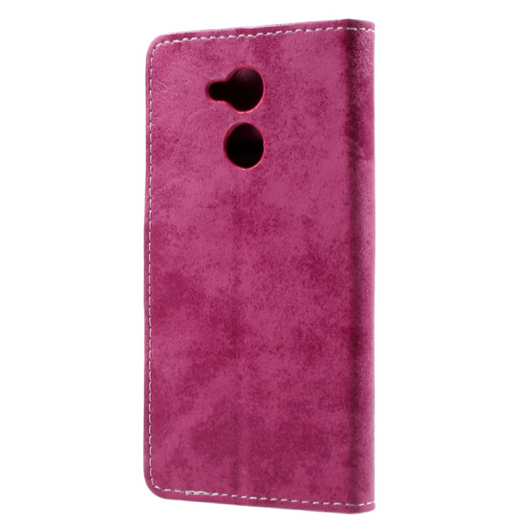 Retro Style Wallet Stand Leather Flip Protective Cover Case for Huawei Honor 6A - Rose-2