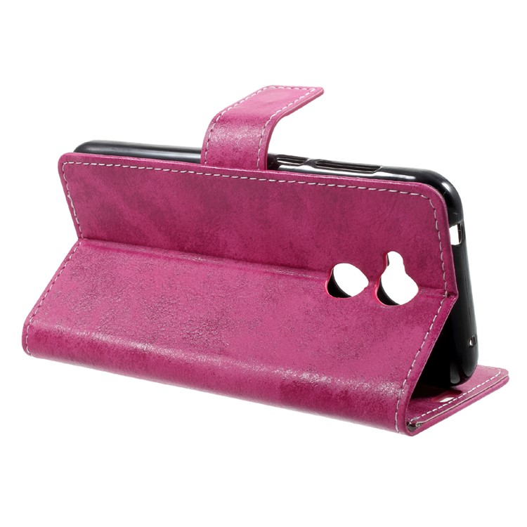 Retro Style Wallet Stand Leather Flip Protective Cover Case for Huawei Honor 6A - Rose-4