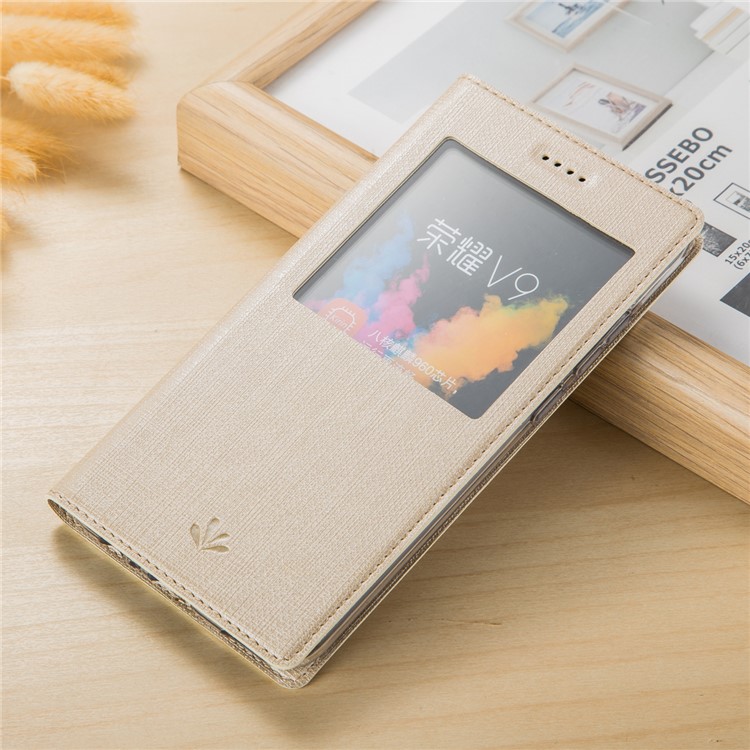 VILI DMX Folding Stand View Window Leather Phone Case for Huawei Honor 8 Pro / Honor V9 - Beige-1