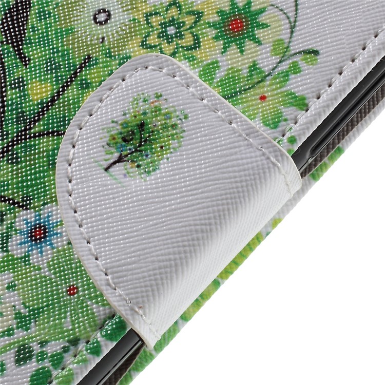 For Huawei Y3 (2017) Patterned PU Leather Card Slots Shell Case - Green Flowers Tree and Bird-9