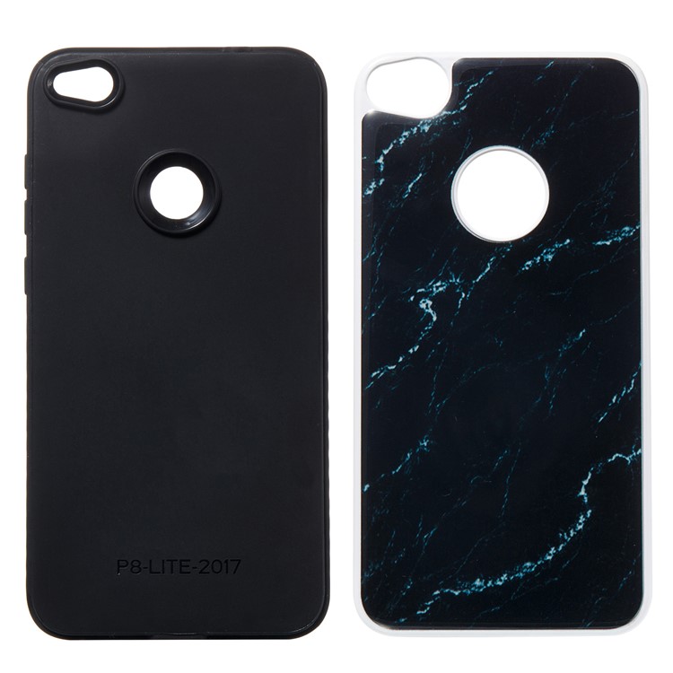 For Huawei P8 Lite (2017) / Honor 8 Lite Marble Texture 2-In-1 TPU+PC Phone Cover - Black-5