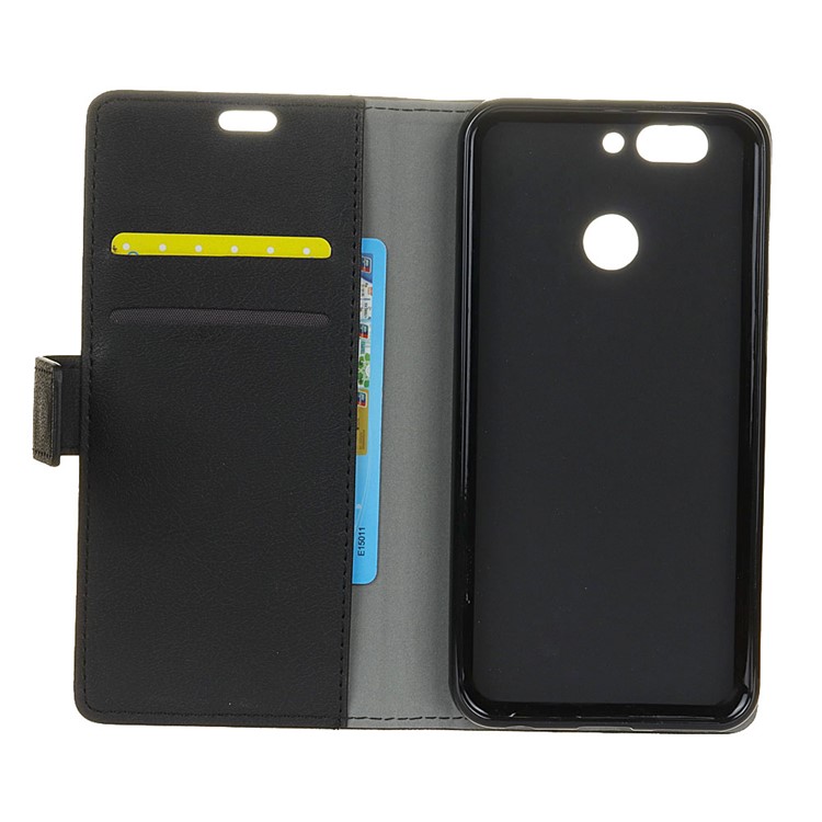 Litchi Skin Wallet Stand Leather Cell Phone Cover for Huawei Nova 2 Plus - Black-4