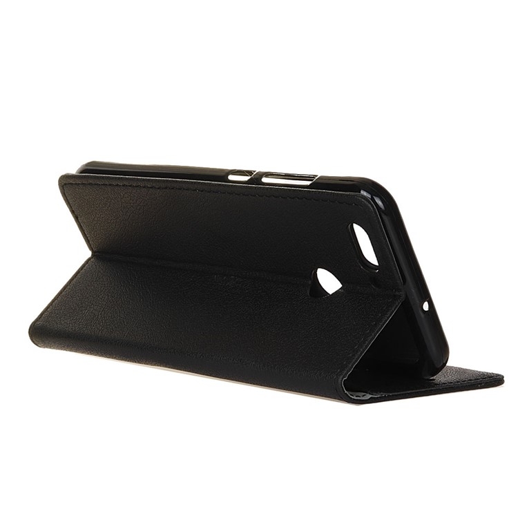 Litchi Skin Wallet Stand Leather Cell Phone Cover for Huawei Nova 2 - Black-5