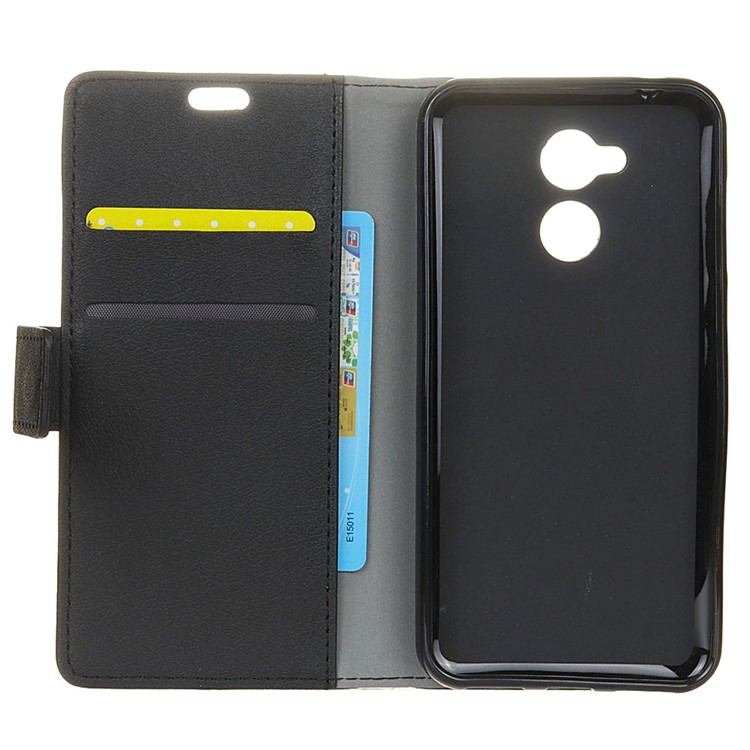 Litchi Skin Wallet Stand Leather Cell Phone Cover for Huawei Honor 6A - Black-4
