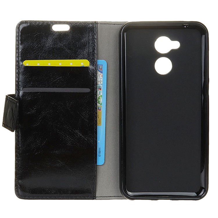 Crazy Horse Leather Wallet Phone Case for Huawei Honor 6A - Black-4